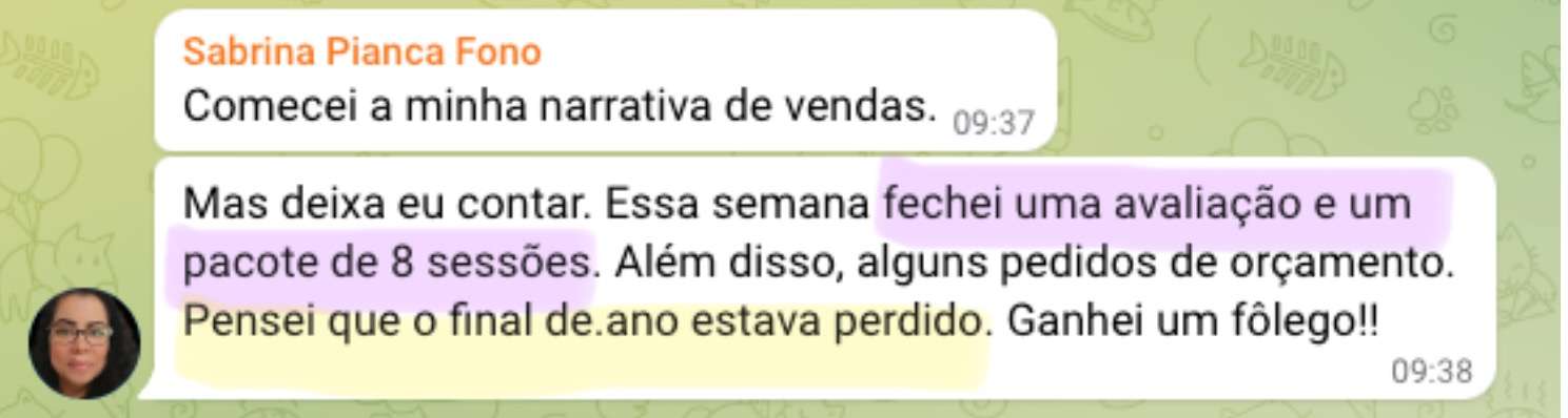 A Sabrina fechou um pacote de 8 aulas/sessões de uma vez, em pleno Dezembro.