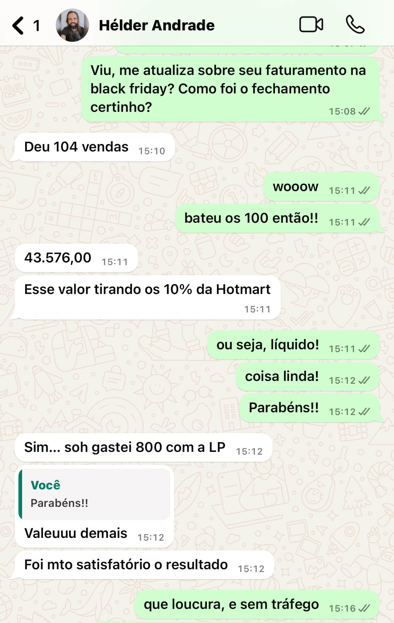 O Hélder Andrade bateu mais de 100 vendas na Black Friday, faturando R$43.576,00 - sem tráfego pago, apenas com o Lançamento PALCO
